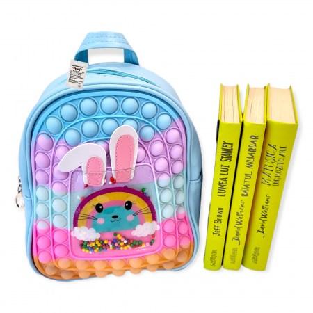 Ghiozdan gradinita Pop-It, Rabbit, piele ecologica, albastru [2]