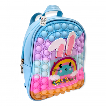 Ghiozdan gradinita Pop-It, Rabbit, piele ecologica, albastru [1]