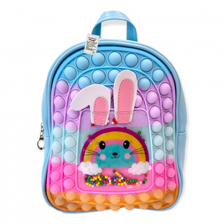 Ghiozdan gradinita Pop-It, Rabbit, piele ecologica, albastru [3]