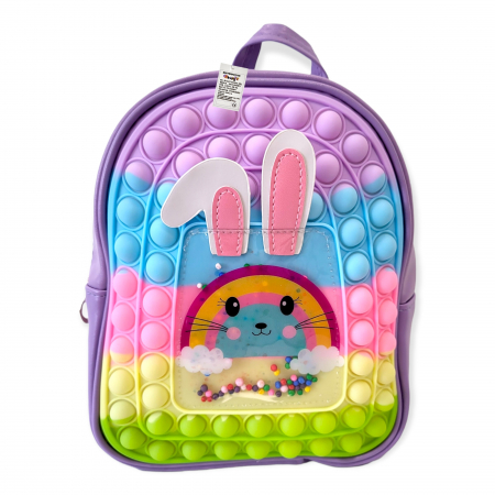 Ghiozdan gradinita Pop-It, Rabbit, piele ecologica, mov [3]
