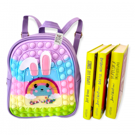 Ghiozdan gradinita Pop-It, Rabbit, piele ecologica, mov [2]