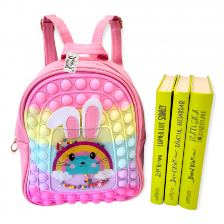 Ghiozdan gradinita Pop-It, Rabbit, piele ecologica, roz deschis [2]