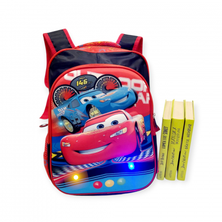 Scoala clasele primare - Ghiozdan pentru scoala, 37 cm, Cars, 3D cu lumini