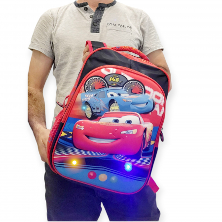 Ghiozdan pentru scoala, 37 cm, Cars, 3D cu lumini [2]