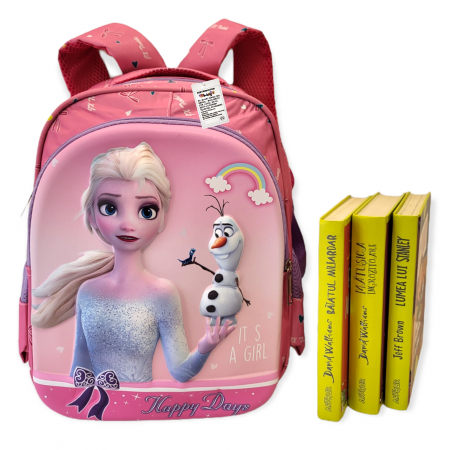 Ghiozdanel pentru gradinita, Frozen, 3D, roz [2]
