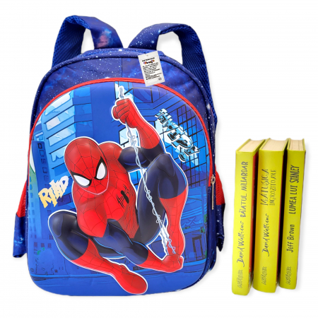 Ghiozdanel pentru gradinita, Spiderman, 3D, albastru deschis [2]