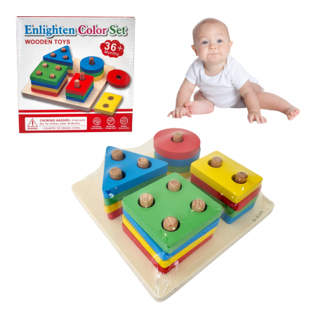 Jocuri - Joc lemn din figurine geometrice, set