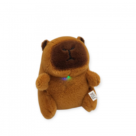 Jucarie de plus breloc Model Capybara cu sunet si lumina, maro, 12 cm [1]