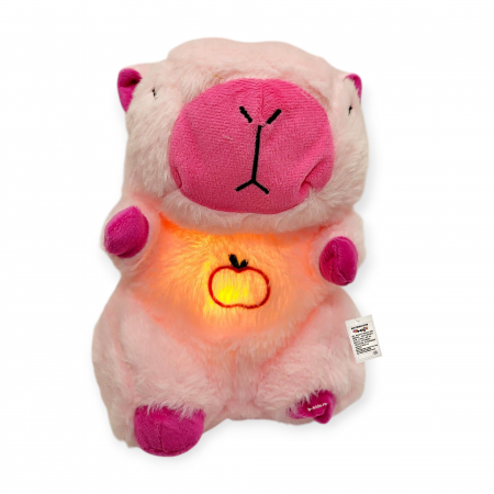 Personaje din plus - Jucarie de plus Capibara respira, cu functie de respiratie si muzica linistitoare, roz