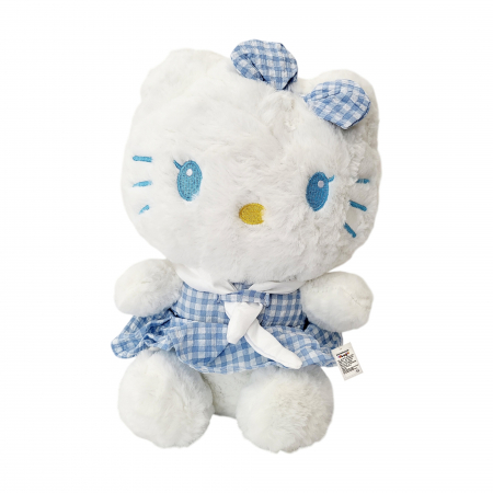 Plusuri medii - Jucarie de plus Hello Kitty cu fundita si rochita, albastra