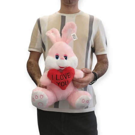 Jucarie de plus - Iepure cu inima, roz, 35 cm [1]
