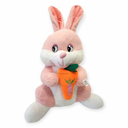 Jucarie de plus - Iepure mare cu morcov, roz, 55 cm [3]