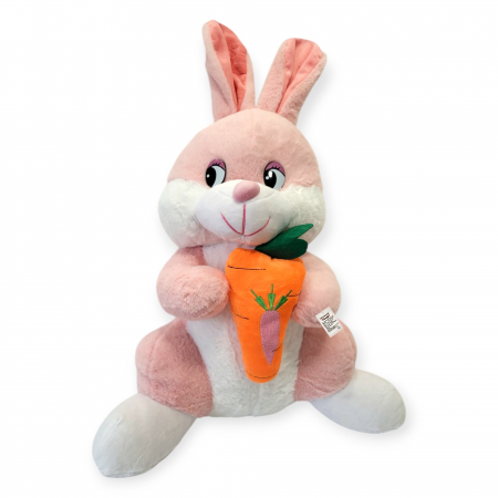 Jucarie de plus - Iepure mare cu morcov, roz, 55 cm [1]