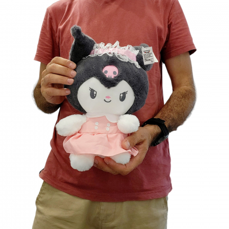 Jucarie de plus - Kuromi, papusi japoneze din seria Hello Kitty, rochita roz [4]