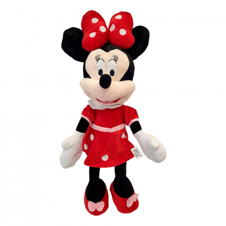 Plusuri medii - Jucarie de plus mare Minnie Mouse personaj, 80 cm, rosie