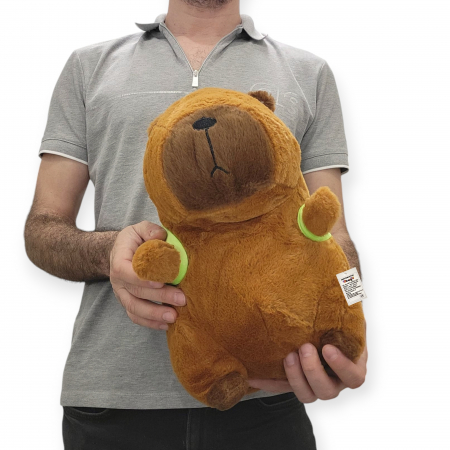 Jucarie de plus mare, Model Capybara cu rucsac țestoasă, maro,  35 cm [3]