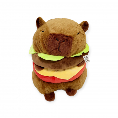 Noutati - Jucarie de plus mare Model Capybara Hamburger, maro,  30 cm