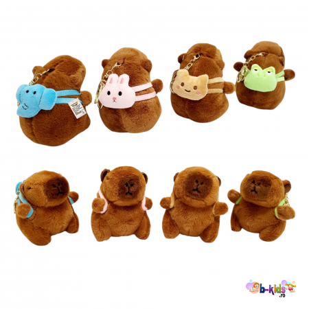 Jucarie de plus breloc Model Capybara, maro,  12 cm [5]
