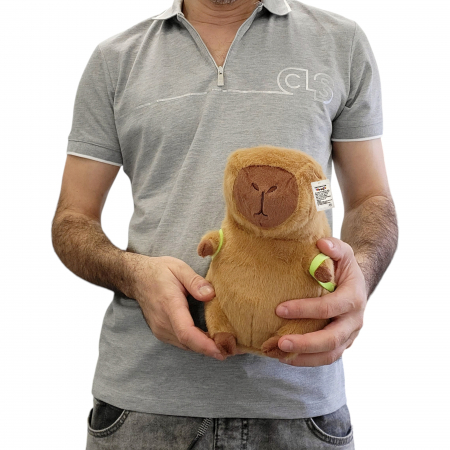 Jucarie de plus, Model Capybara cu rucsac țestoasă, maro,  25 cm [4]
