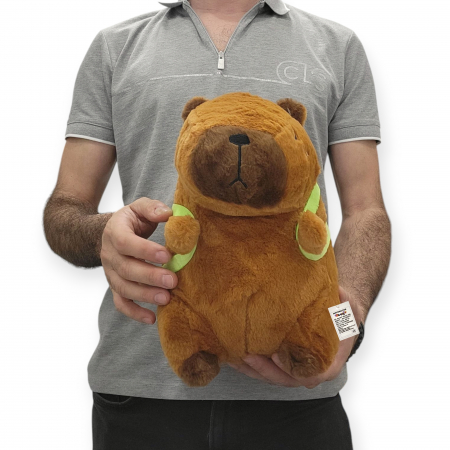 Jucarie de plus, Model Capybara cu rucsac țestoasă, maro,  30 cm [9]