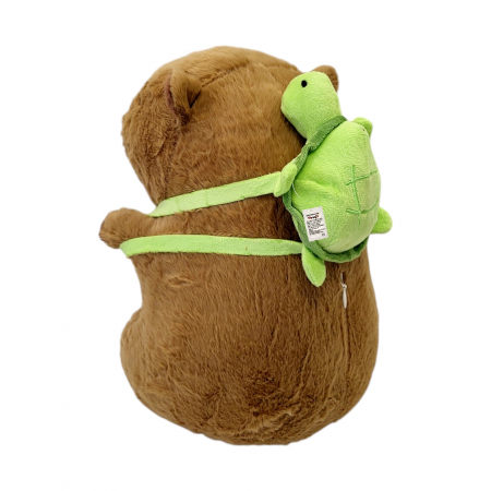 Jucarie de plus, Model Capybara cu rucsac țestoasă, maro,  30 cm [4]
