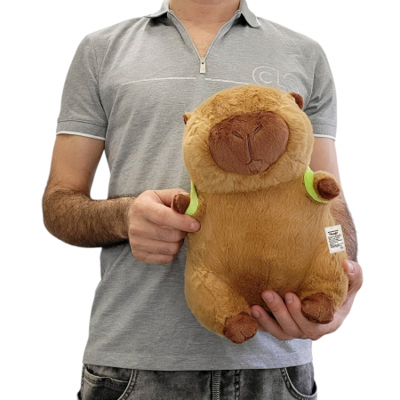 Jucarie de plus, Model Capybara cu rucsac țestoasă, maro,  30 cm [6]