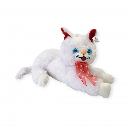 Jucarie de plus - pisica pufoasa alba care miauna, lumineaza ochii, 35 cm [1]
