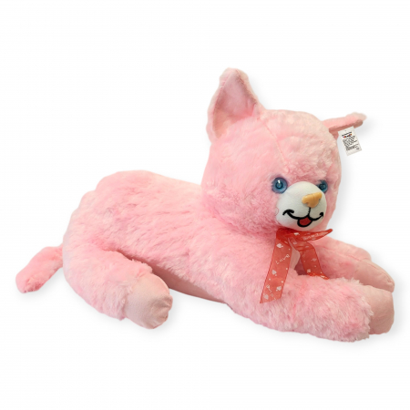 Jucarie de plus - pisica pufoasa mare, roz care miauna, 60 cm [4]