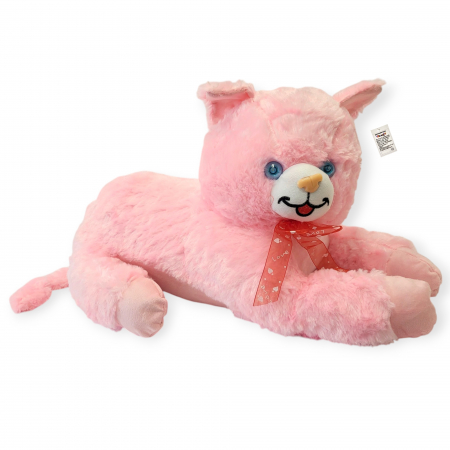 Jucarie de plus - pisica pufoasa mare, roz care miauna, 60 cm [1]