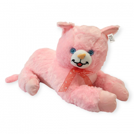 Jucarie de plus - pisica pufoasa mare, roz care miauna, 60 cm [2]