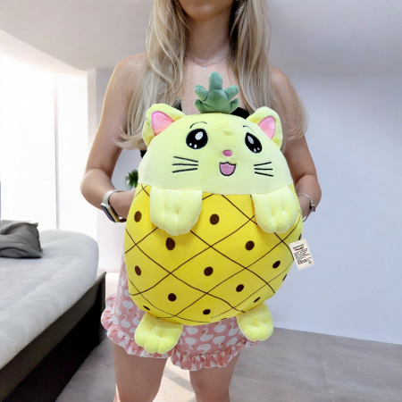 Jucarie plus tip perna pisicuta cu paturica catifelata, ananas [2]