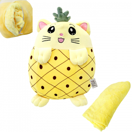 Jucarie plus tip perna pisicuta cu paturica catifelata, ananas [1]