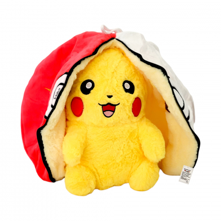 Ocazii speciale - Jucarie Pokemon de plus 2 in 1, se transforma in bila, rosie, 25 cm