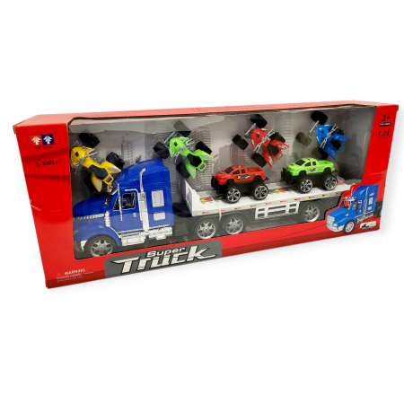 Pentru baieti - Jucarie Tir Trailer mare - Super Truck cu Vehicule Off-Road și ATV-uri