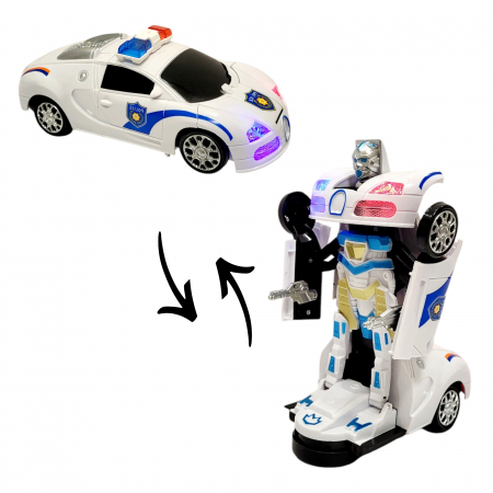 Masina Politie Transformers in robot, cu sunete si lumini, 2 in 1 [5]