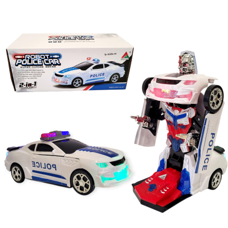 Masina Politie Transformers in robot, cu sunete si lumini, 2 in 1 , Police Car [2]