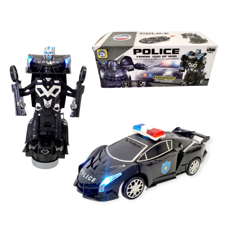 Masina Politie Transformers in robot, cu sunete si lumini, 2 in 1, neagra [3]