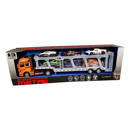 Masini metal - Tir platforma + 6 mașini de curse,  Rally [1]
