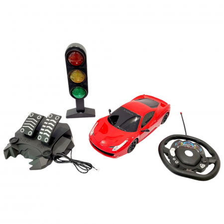 Masinuta mare cu telecomanda - Raicing - cu volan, pedale, semafor si acumulator [3]