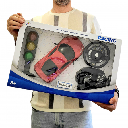 Masinuta mare cu telecomanda - Raicing - cu volan, pedale, semafor si acumulator [5]