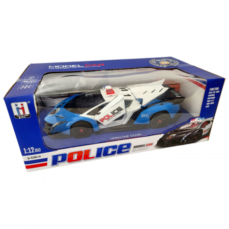 Masinuta mare de politie cu telecomanda si acumatori, se deschid usile. [5]