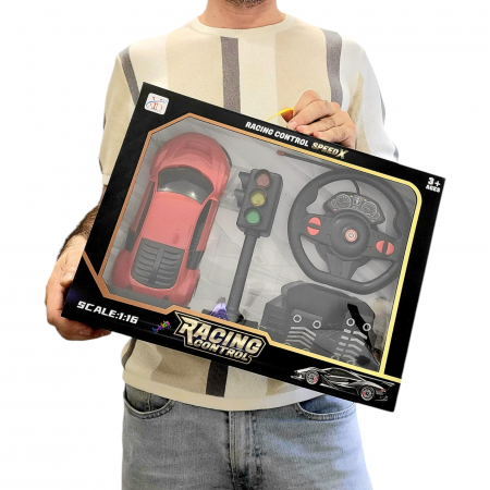 Masinuta telecomanda tip volan cu senzor, pedale, semafor, Racing control [6]