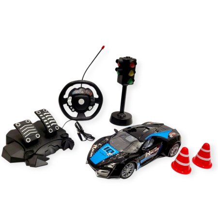 Masinuta telecomanda tip volan cu senzor, pedale, semafor, Rivalry [5]