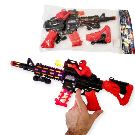 Seturi arme - Mitraliera de jucarie  Spider-Man cu sunete si lumini pentru copii, 48 cm