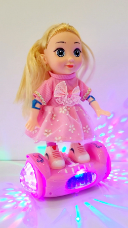 Papusa cu hoverboard muzicala și cu lumini multicolore, roz [3]