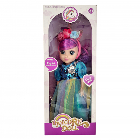Papusa Unicorn Doll, cu lumina, merge si canta,Moly Princes, multicolor cu paiete [7]