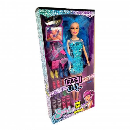 Papusica cu rochita din paiete, pantofi si accesorii. [4]