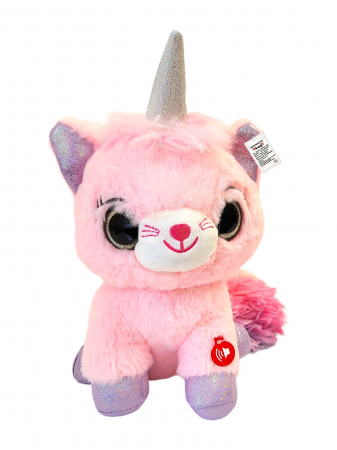 Plusuri mici - Pisicuta unicorn - WooWee, Ploosh Glowcorns, roz