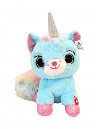 Plusuri mici - Pisicuta unicorn - WooWee, Ploosh Glowcorns, albastra