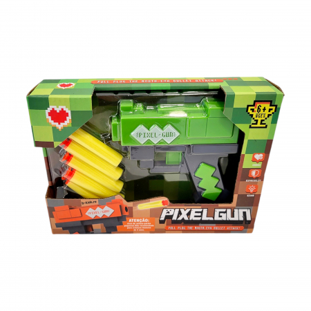 Pistol de Jucarie Minecraft PIXEL GUN cu 5 ventuze burete, 12 cm [2]